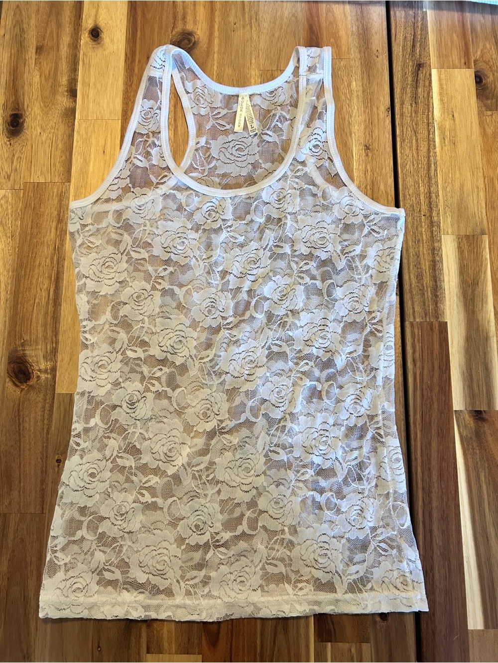 Y2K Sheer White Floral Lace Tank Top